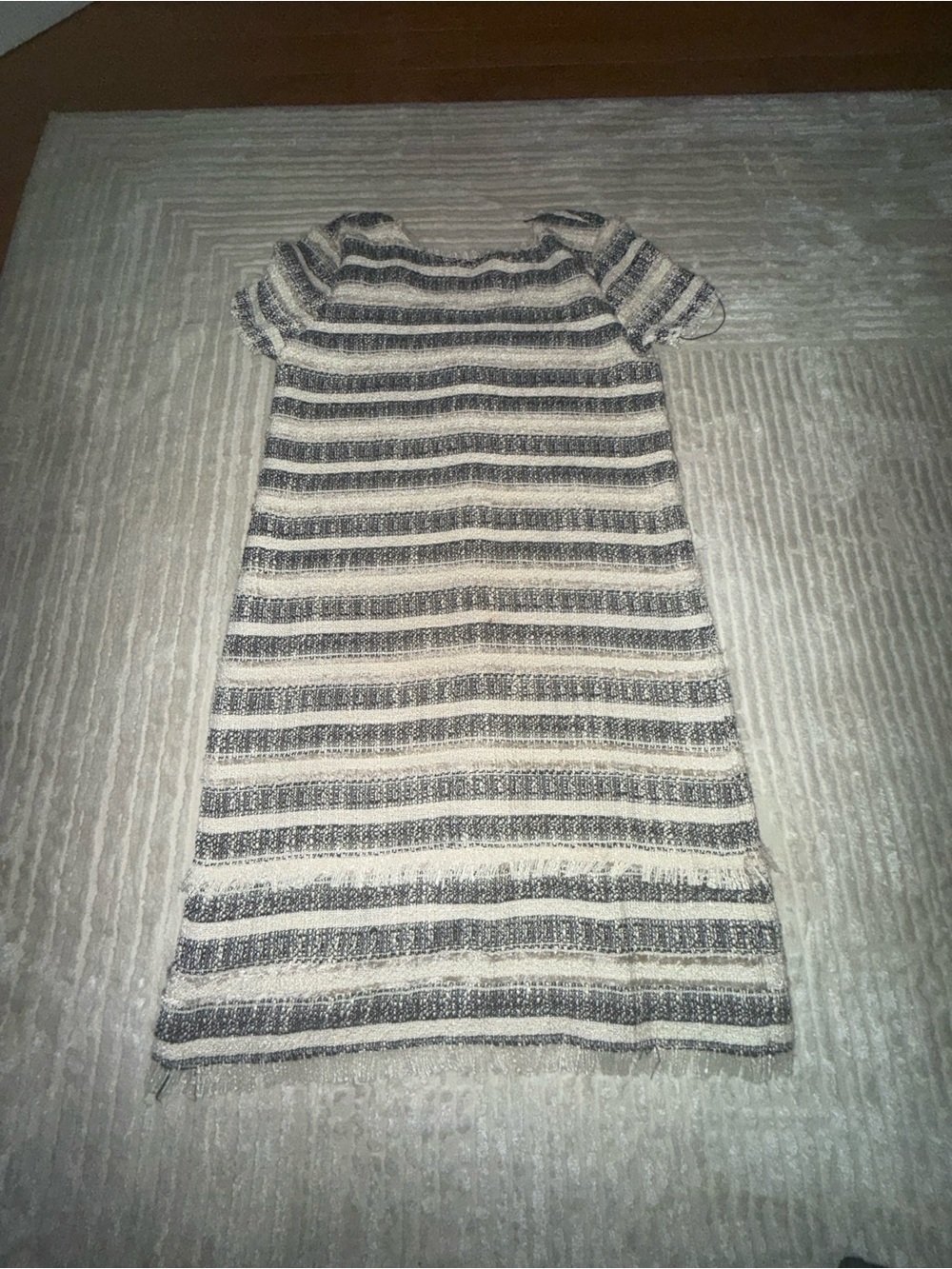 Zara Black and Cream Striped Knit Dress